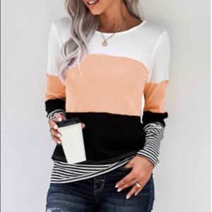 Apricot Color Block Spicing Stripes